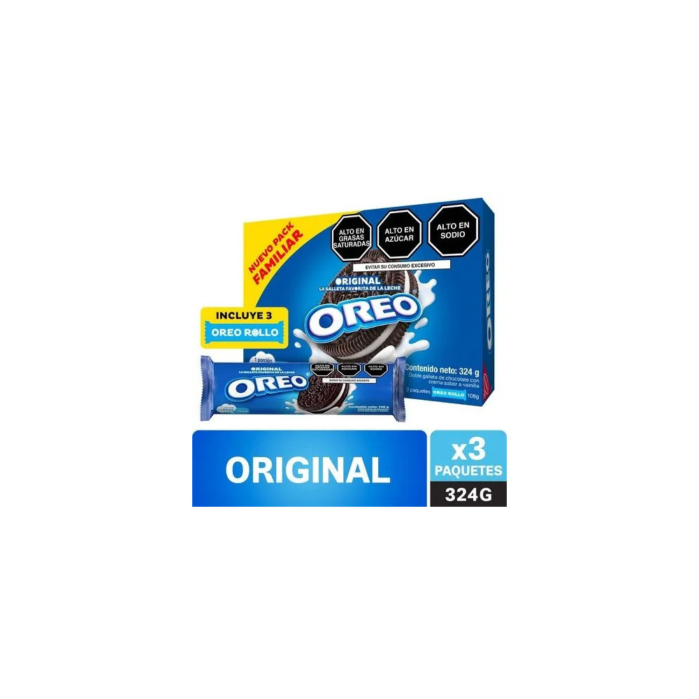 Galletas OREO sabor Original Pack Familiar Paquete 3unidades