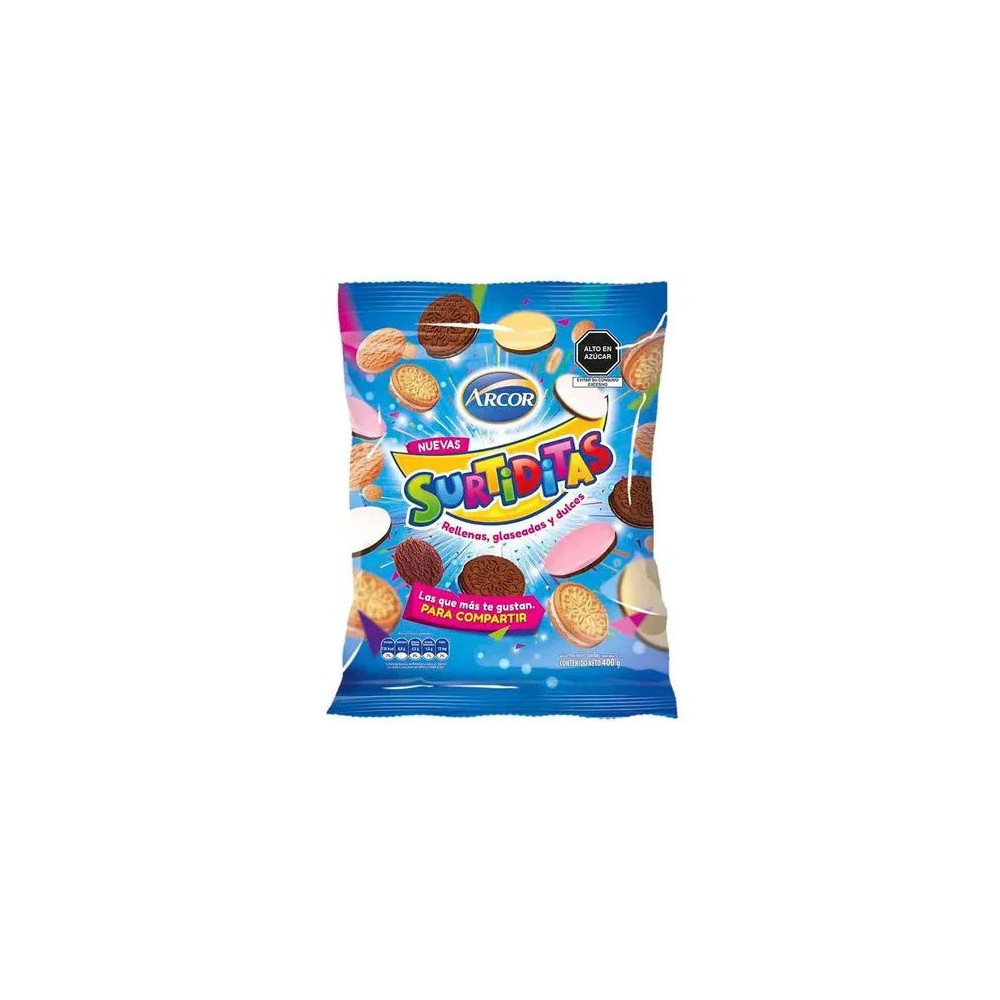 Galletas Surtiditas ARCOR Rellenas, Glaceadas y Dulces Bolsa 400g