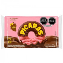 Galletas PICARAS Fresa Pasión Bañadas en Chocolate Paquete 6unidades