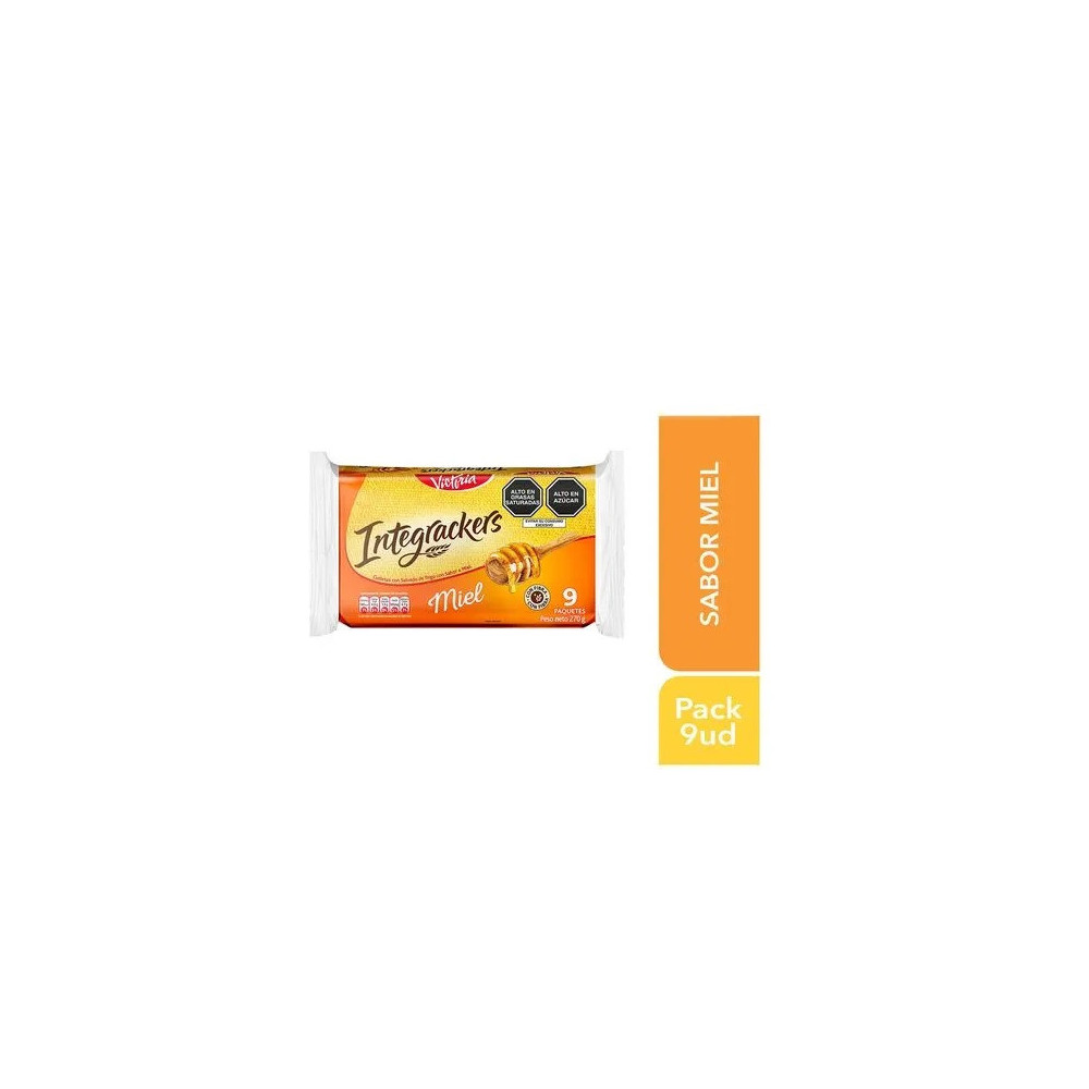 Galletas INTEGRACKERS Con salvado sabor a miel Paquete 9Unidades