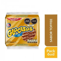 Galletas GLACITAS Bañadas con Sabor a Toffee Bolsa 32g Paquete 6unidades