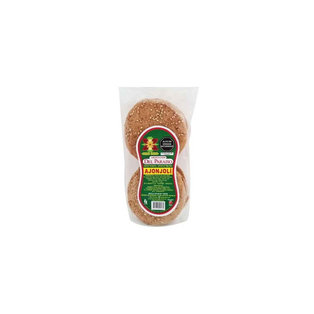 Galletas Integrales DEL PARAÍSO Ajonjolí con Miel Bolsa 100g Galletas Integrales DEL PARAÍSO Ajonjolí con Miel Bolsa 100g