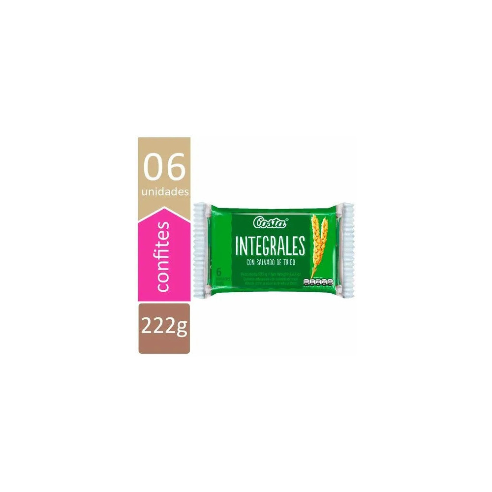 Galletas Integrales COSTA con Salvado de Trigo Paquete 6unidades