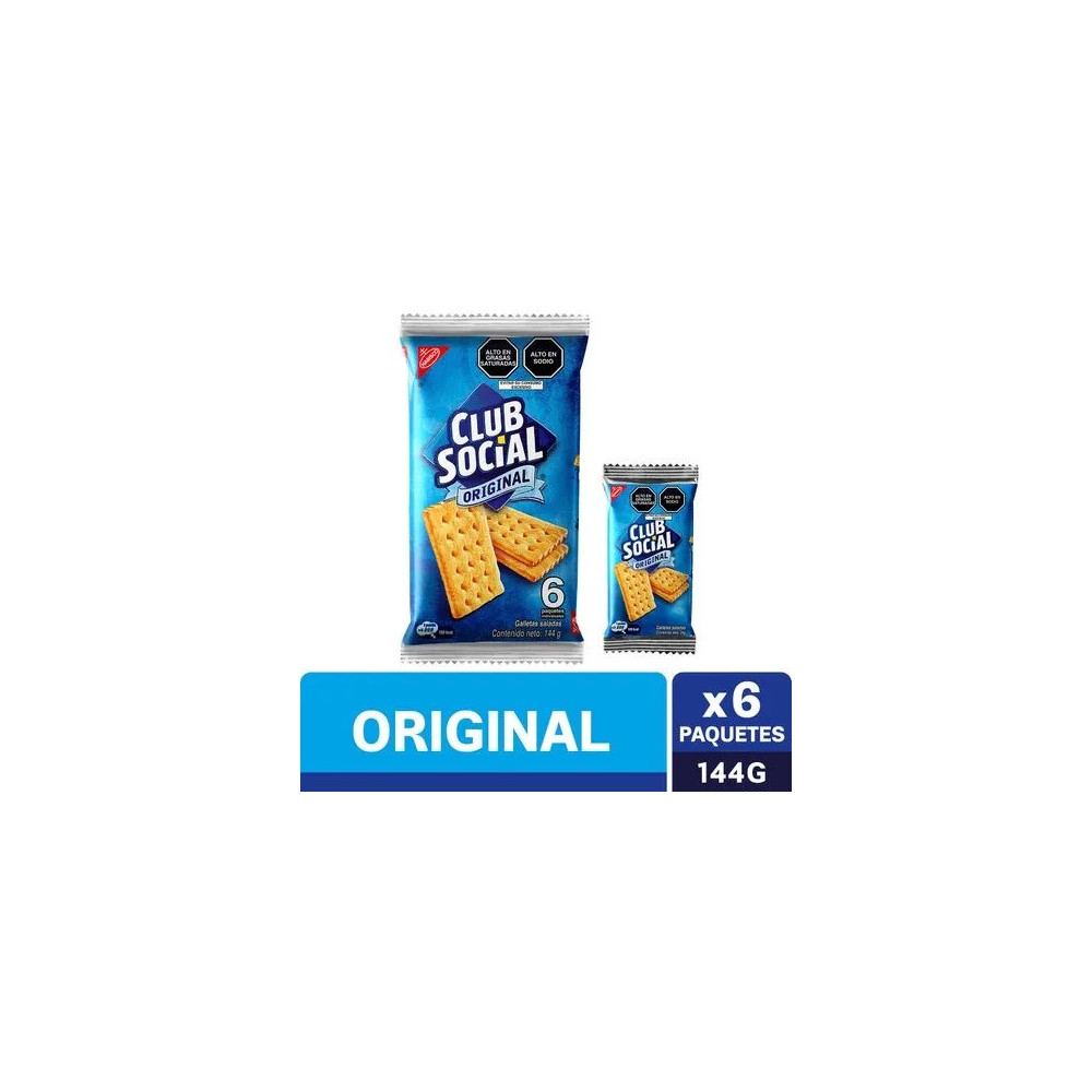 Galletas Saladas CLUB SOCIAL sabor Original Paquete 6unidades Galletas Saladas CLUB SOCIAL sabor Original Paquete 6unidades