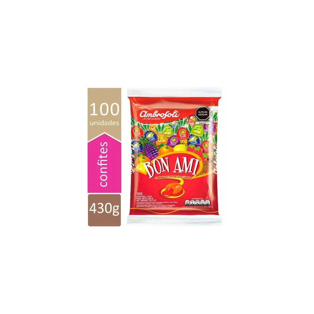 Caramelos con Relleno Líquido AMBROSOLI Bon Ami Bolsa 100un