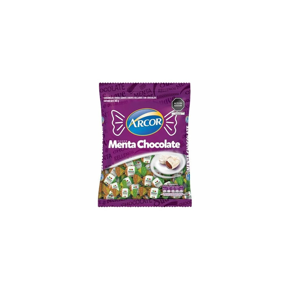 Caramelos ARCOR Sabor a menta con chocolate Bolsa 409Gr