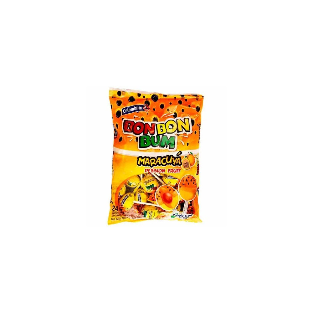 Chupetes BOM BOM BUM con Chicle sabor Maracuyá Bolsa 456g