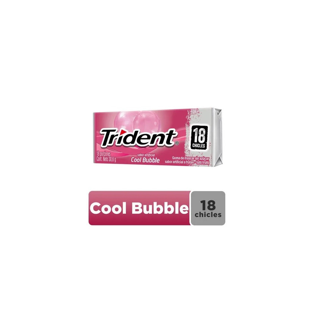 Chicle TRIDENT Sin Azúcar sabor Tutti Frutti Envase 18unidades Chicle TRIDENT Sin Azúcar sabor Tutti Frutti Envase 18unidades