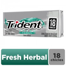 Chicle TRIDENT Sin Azúcar sabor Menta Herbal Envase 18unidades