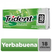 Chicle TRIDENT Sin Azúcar sabor Hierbabuena Envase 18unidades
