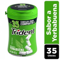 Chicle TRIDENT Botella Sin Azúcar sabor Hierbabuena Envase 35unidades