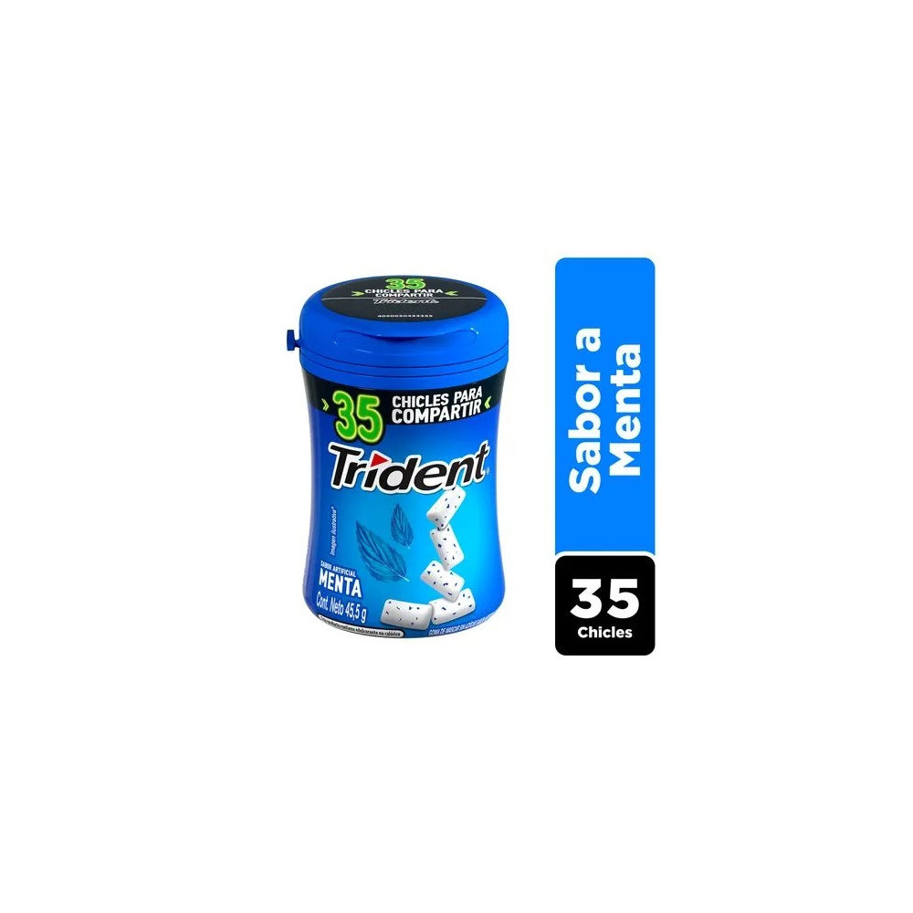 Chicle TRIDENT Botella Sin Azúcar sabor Menta Envase 35unidades Chicle TRIDENT Botella Sin Azúcar sabor Menta Envase 35unidades