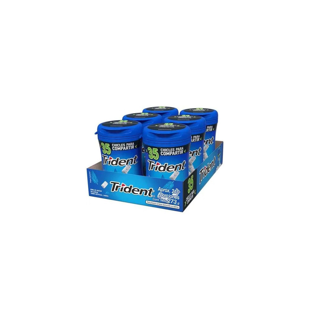 Goma de Mascar sin Azúcar TRIDENT Menta 6 x45.5g