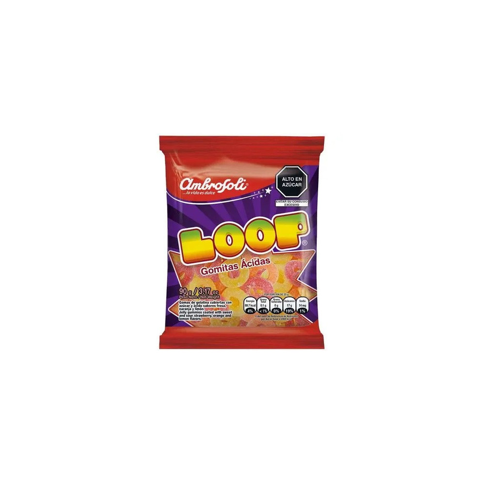 Gomitas Ácidas AMBROSOLI Loop Bolsa 90g Gomitas Ácidas AMBROSOLI Loop Bolsa 90g