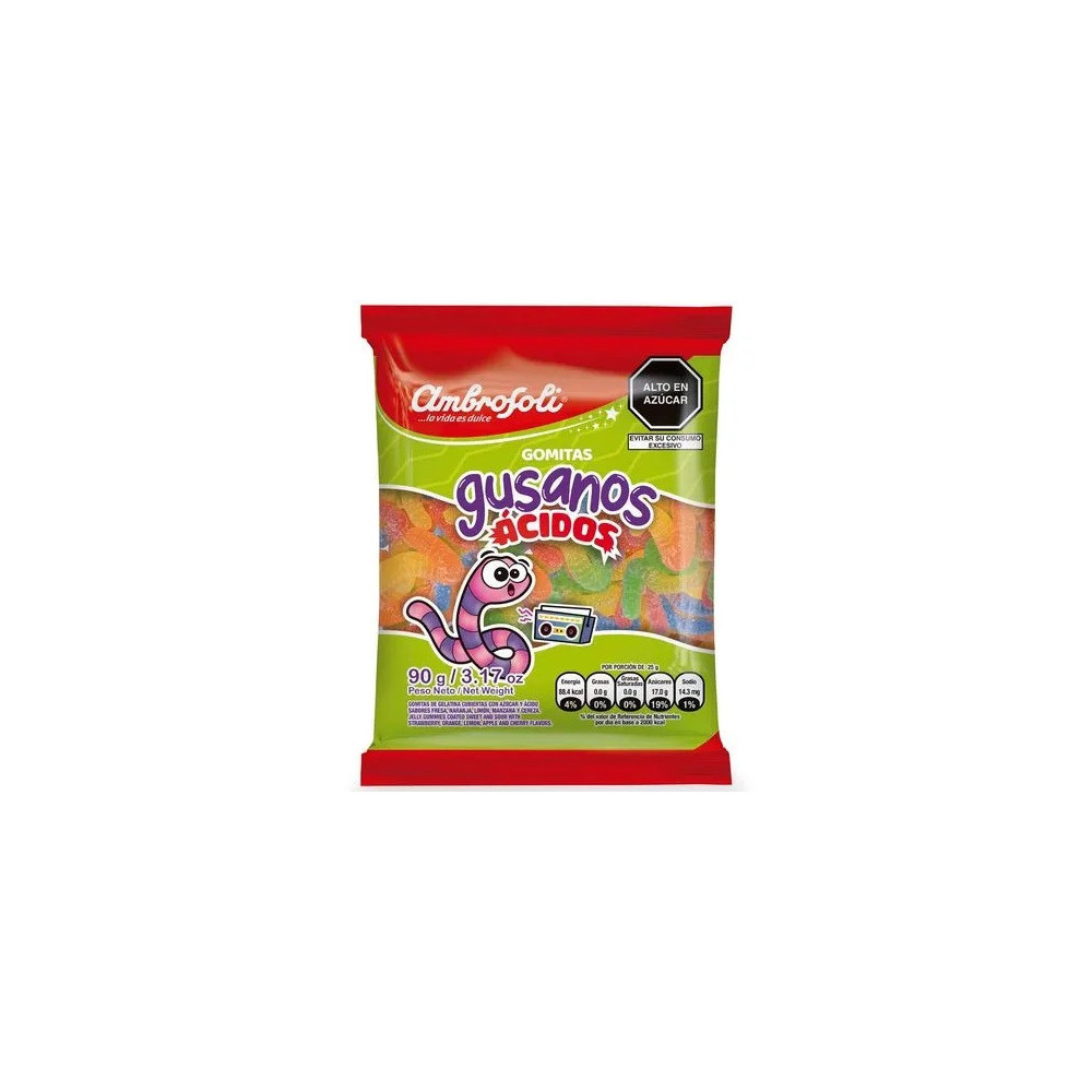Gomitas AMBROSOLI Gusanos Ácidos Bolsa 90g