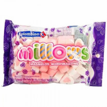 Marshmallow COLOMBINA Millows sabores frutados forma de corazón Bolsa 145Gr