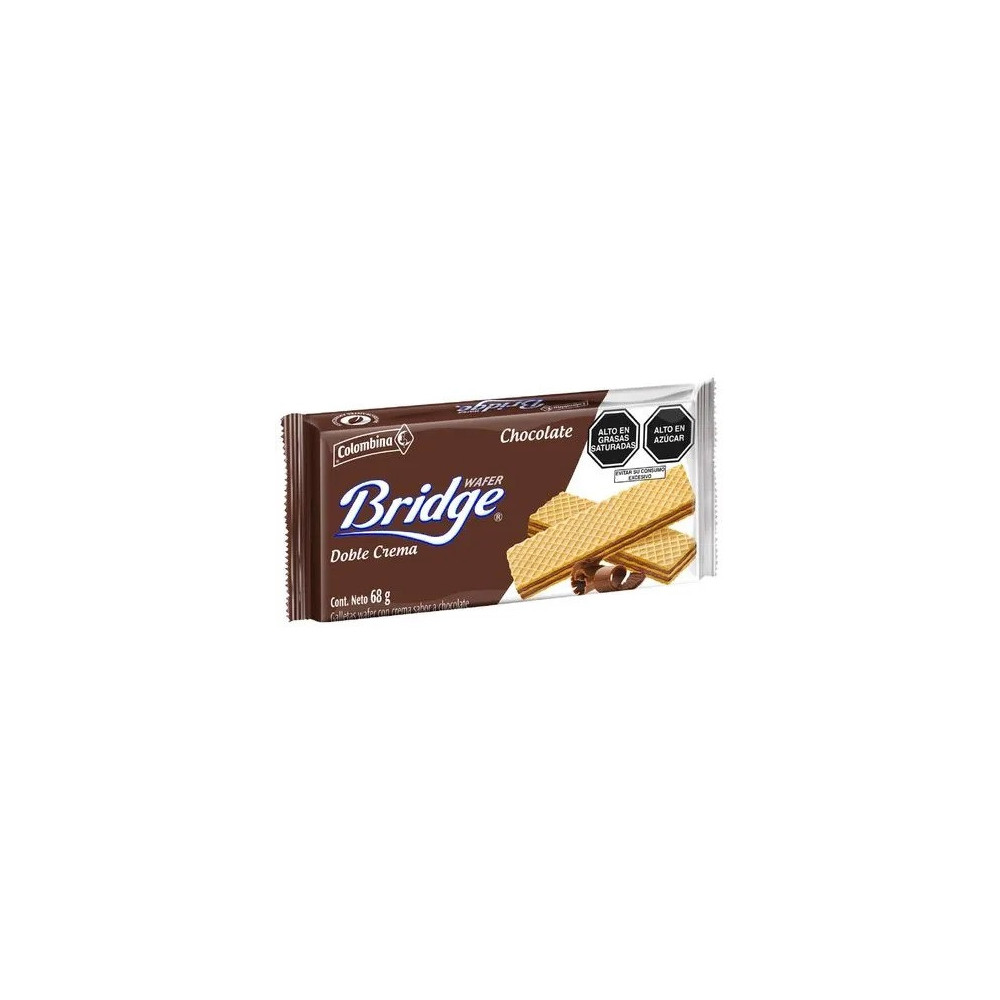 Wafer COLOMBINA Bridge Sabor a Chocolate Paquete 68g