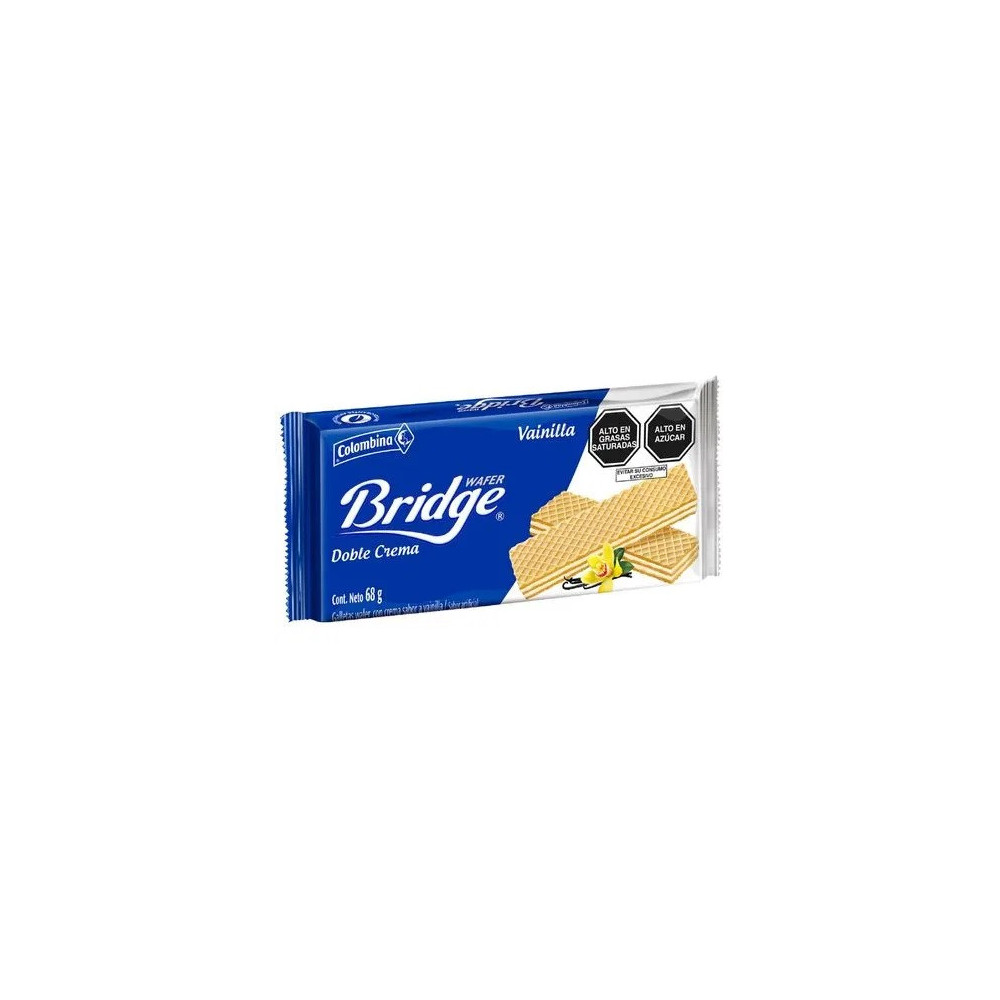 Wafer COLOMBINA Bridge Sabor a Vainilla Paquete 68g Wafer COLOMBINA Bridge Sabor a Vainilla Paquete 68g