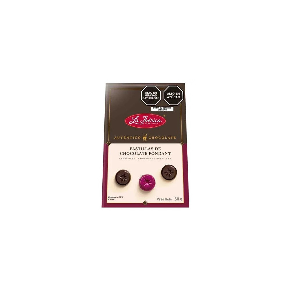 Chocolate LA IBÉRICA PASTILLAS FONDANDT Semi dulce sin leche Caja 150g Chocolate LA IBÉRICA PASTILLAS FONDANDT Semi dulce sin leche Caja 150g