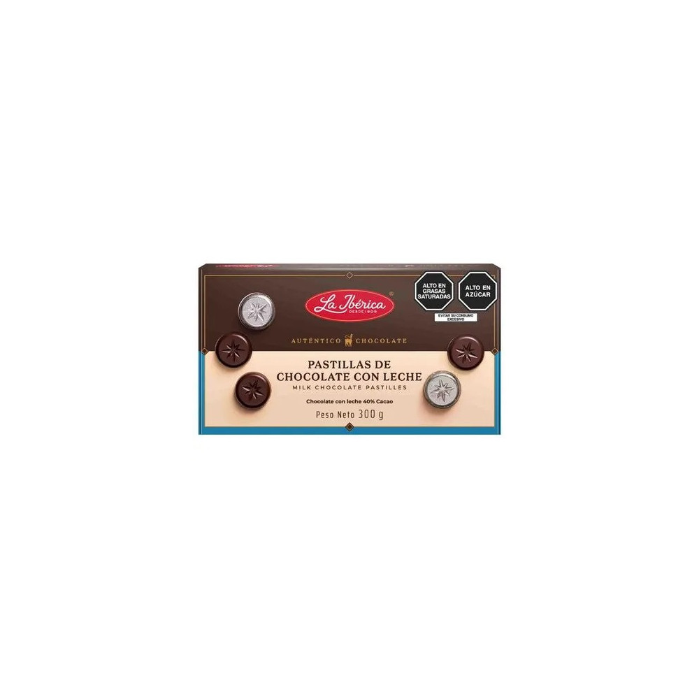Chocolate LA IBÉRICA PASTILLAS DE LECHE De leche en pastillas Caja 300g Chocolate LA IBÉRICA PASTILLAS DE LECHE De leche en pastillas Caja 300g