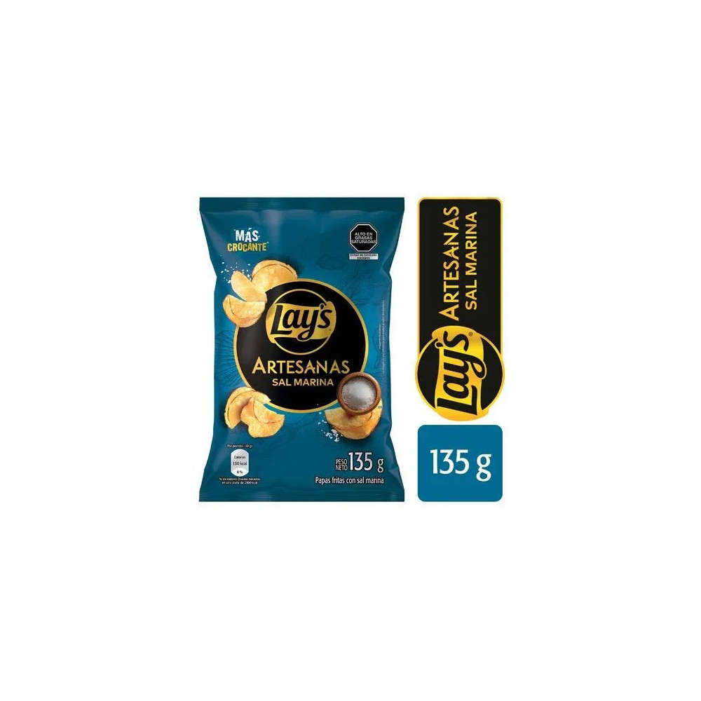 Papas Artesanales LAY'S Sal Marina Bolsa 135g Papas Artesanales LAY'S Sal Marina Bolsa 135g