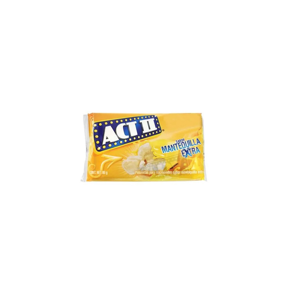 Canchita para Microondas ACT II con Mantequilla Extra Bolsa 80g Canchita para Microondas ACT II con Mantequilla Extra Bolsa 80g