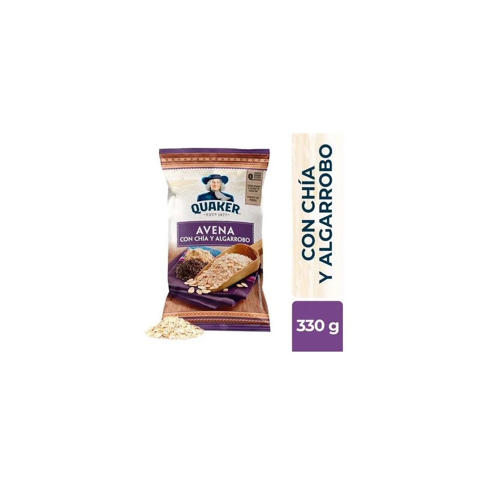 Avena QUAKER con Chía y Algarrobo Bolsa 330g Avena QUAKER con Chía y Algarrobo Bolsa 330g