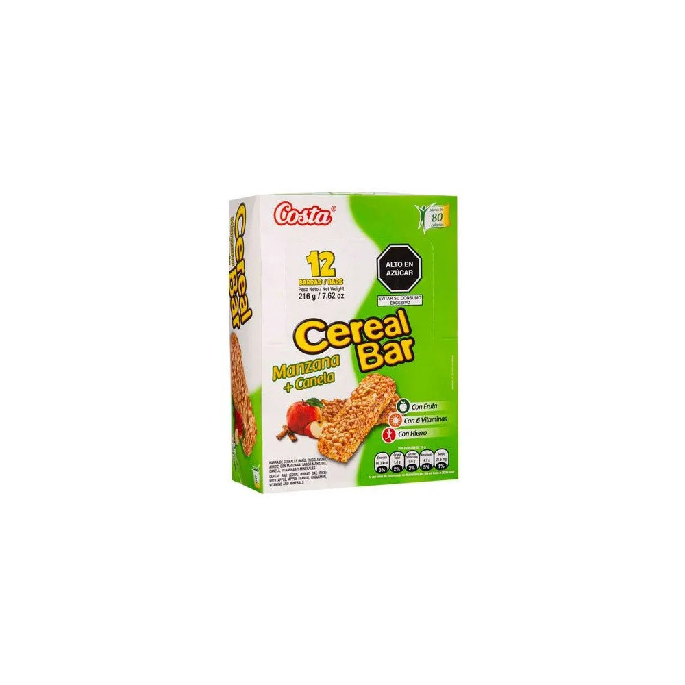 Cereal Bar COSTA Manzana y Canela Caja 12unidades