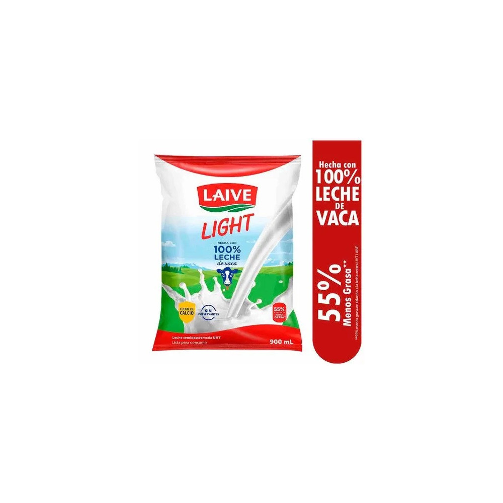 Leche UHT LAIVE Entera Light Bolsa 900ml