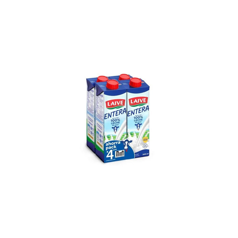 Leche Entera LAIVE UHT Caja 946ml Paquete 4unidades
