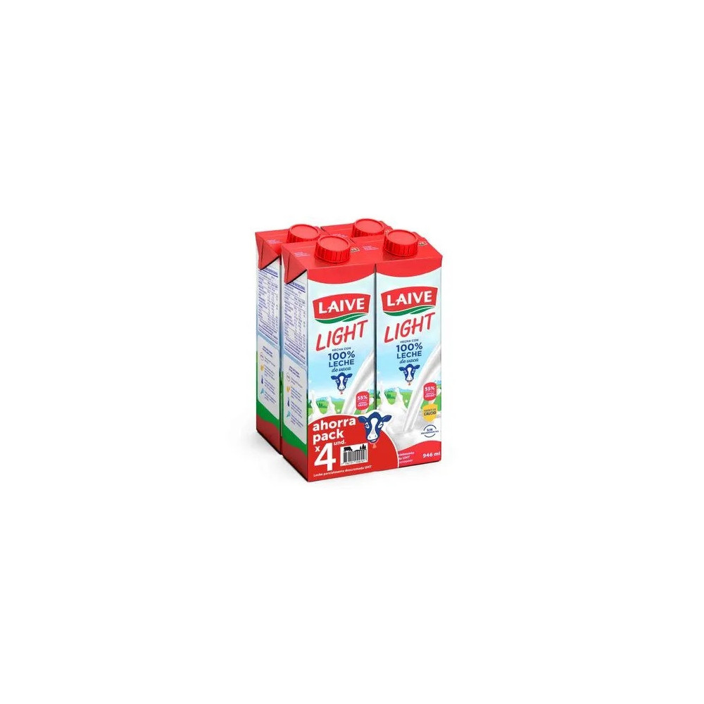 Leche LAIVE UHT Light Caja 946ml Paquete 4unidades