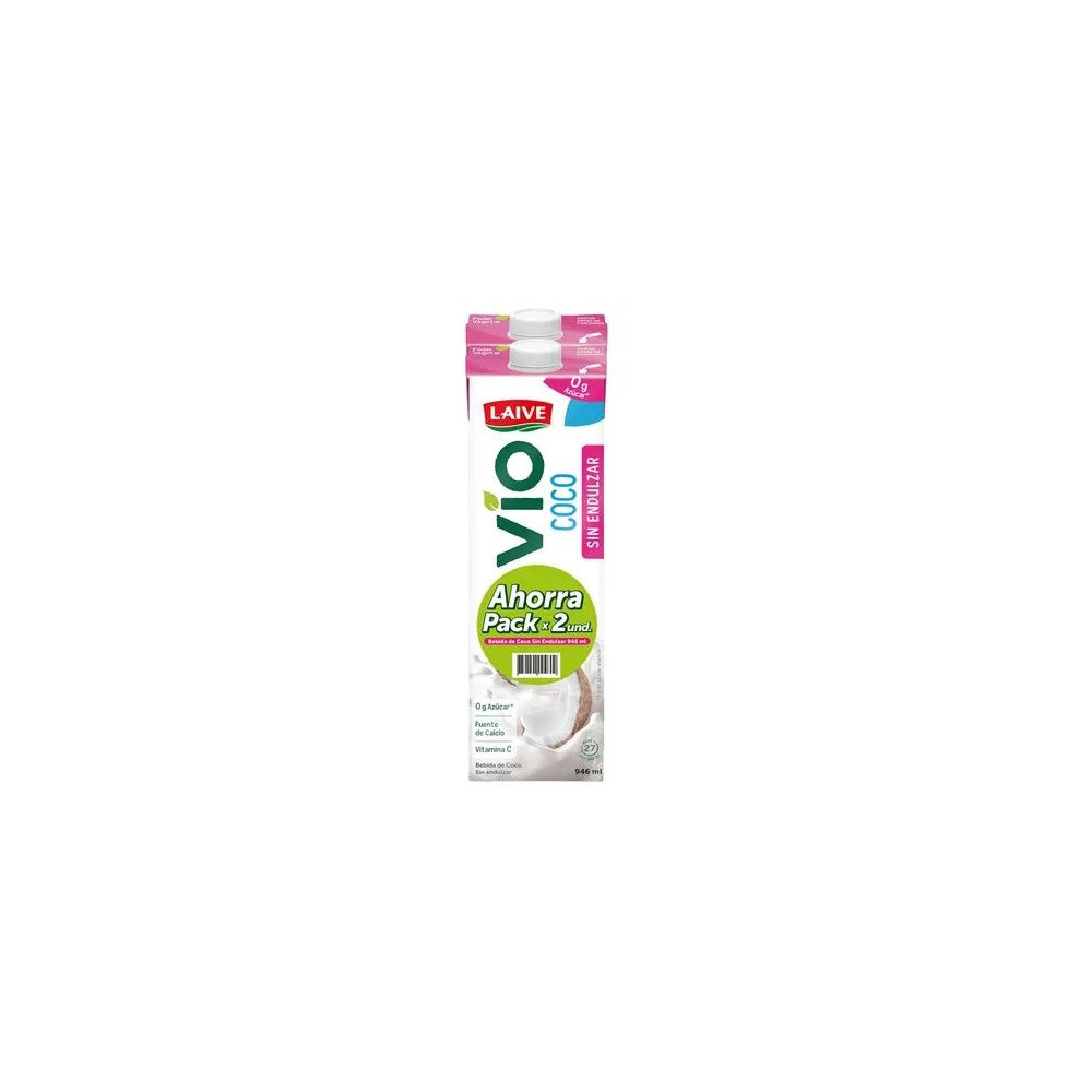 Bebida Coco sin Endulzar LAIVE Vio Caja 946ml Paquete 2unidades