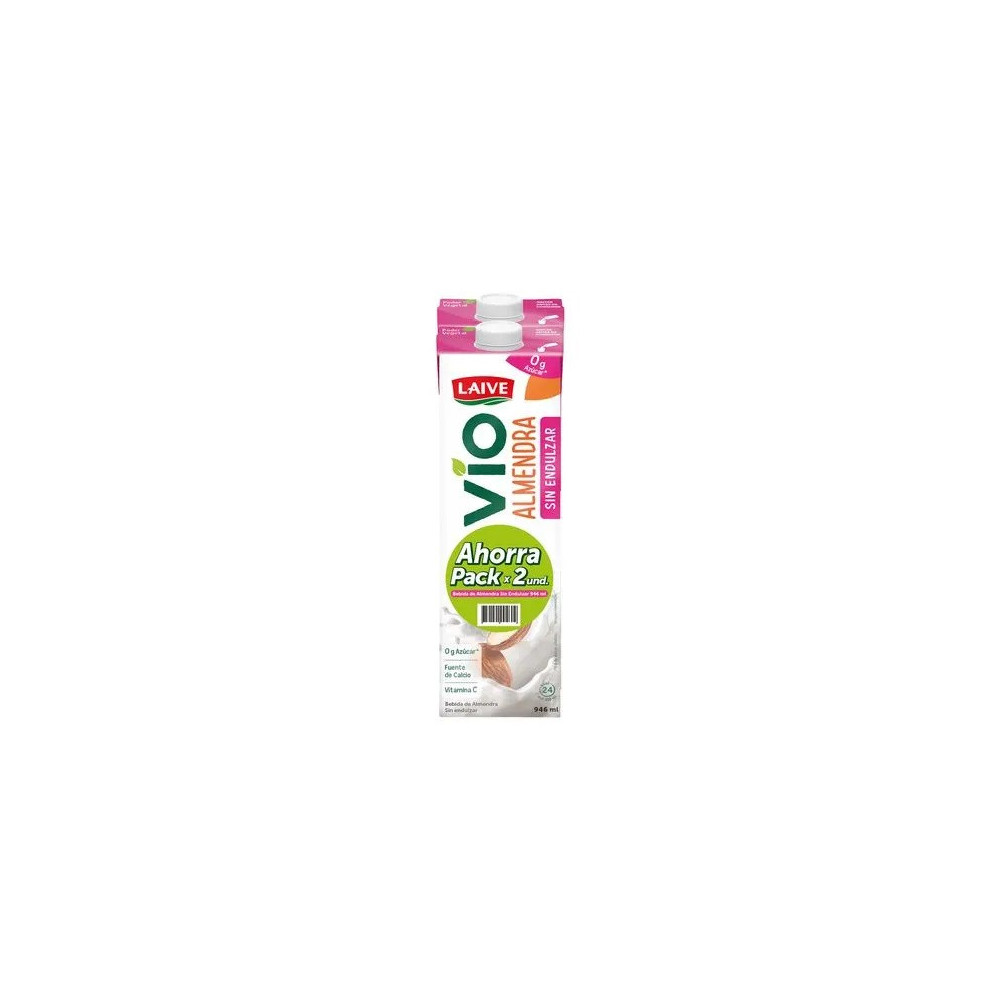 Bebida Almendra sin Endulzar LAIVE Vio Caja 946ml Paquete 2un
