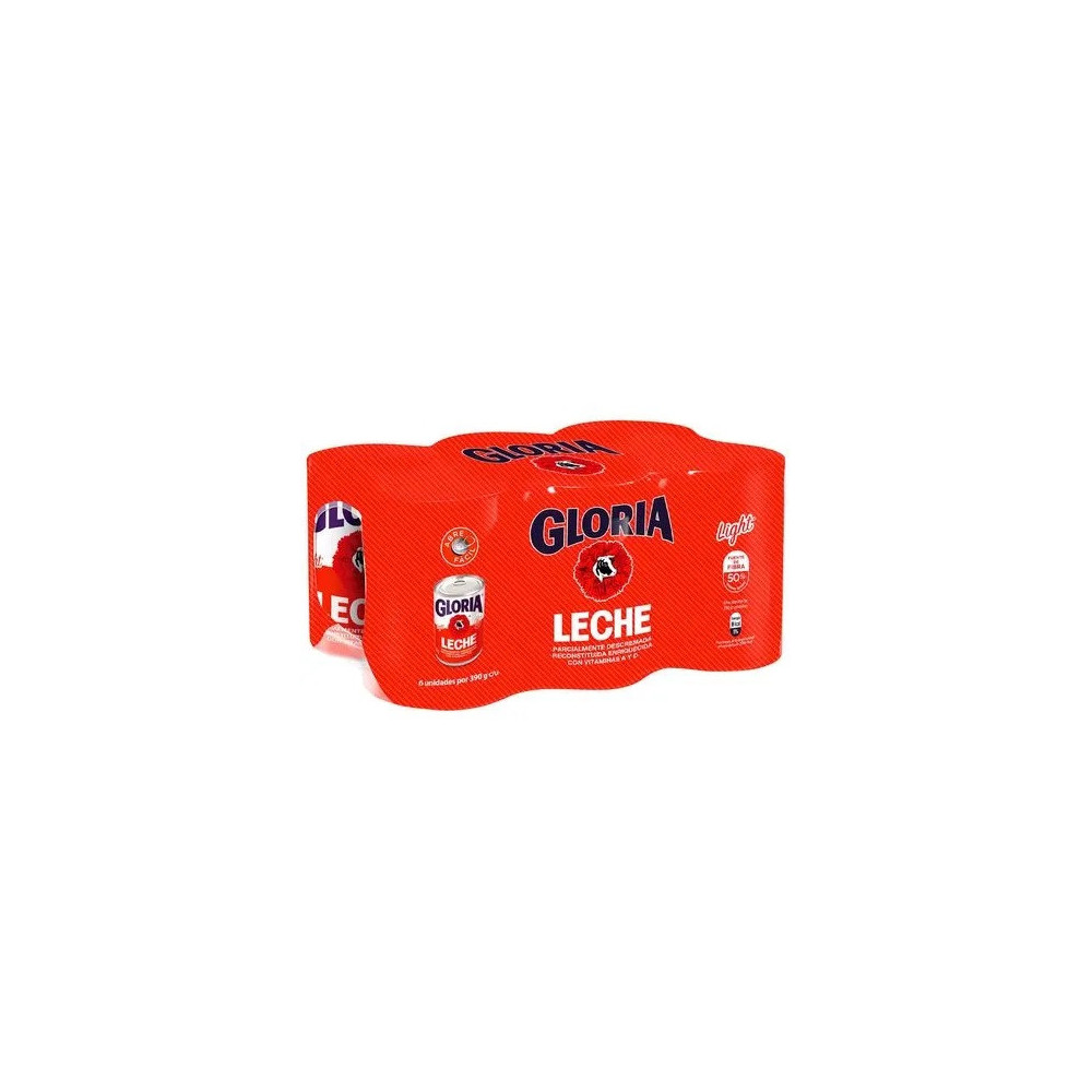 Leche Light GLORIA Lata 390g Paquete 6unidades