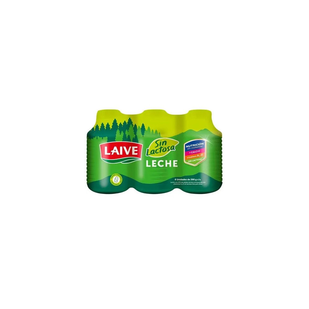 Leche sin Lactosa LAIVE Botella 390g Paquete 6unidades