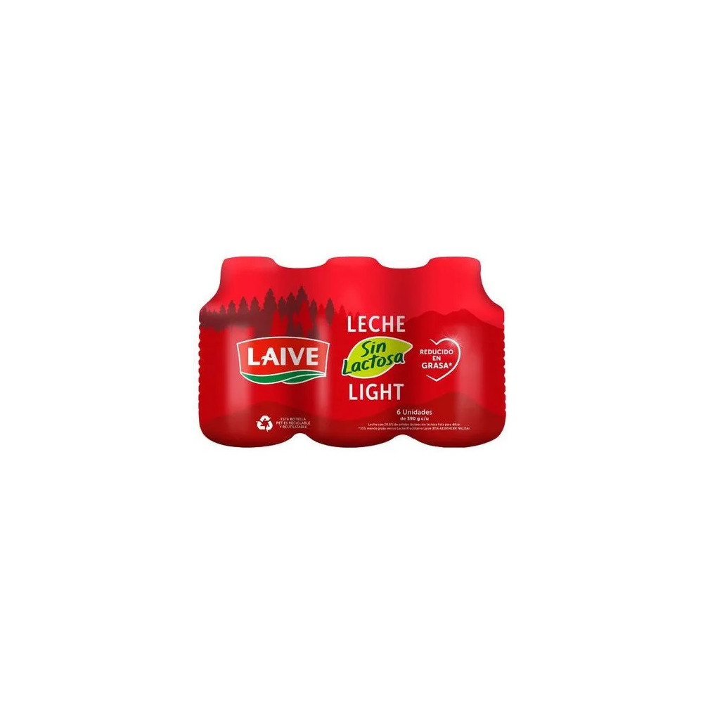 Leche sin Lactosa LAIVE Light Botella 390g Paquete 6unidades