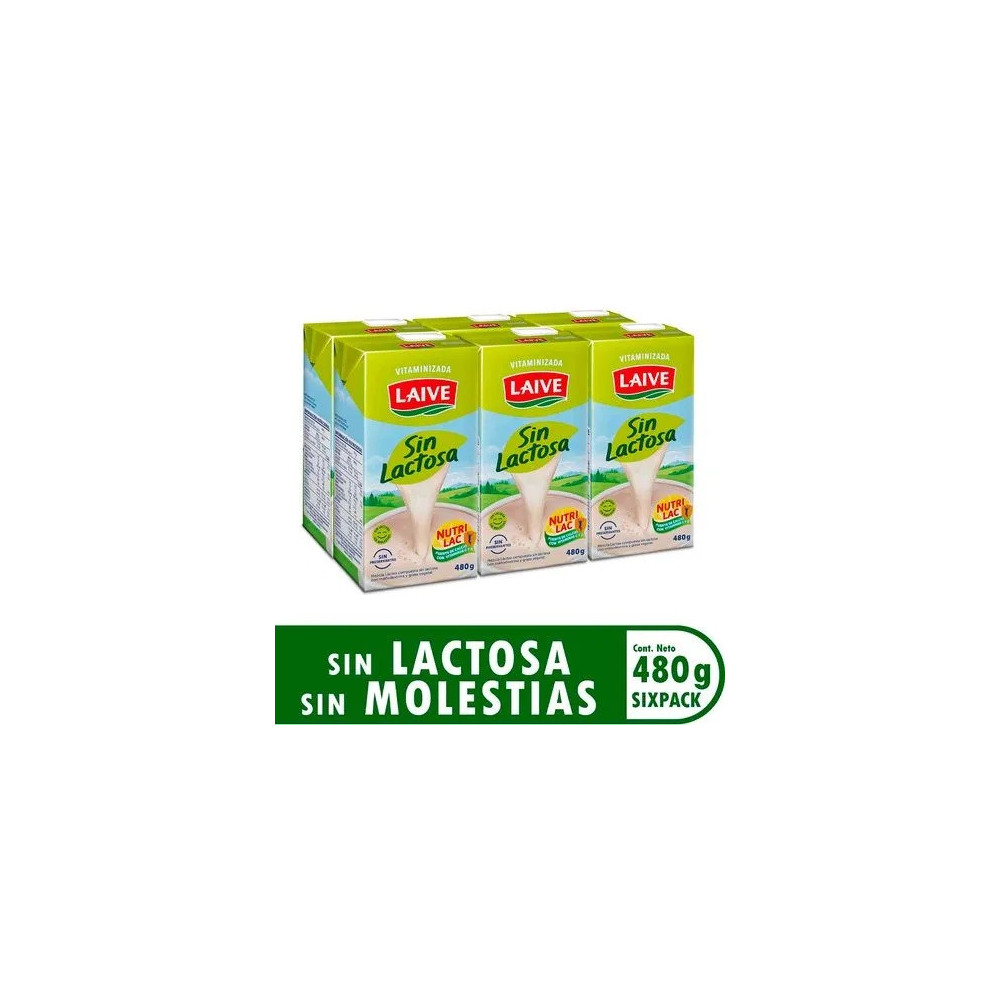 Mezcla Láctea LAIVE Sin Lactosa Caja 480g Paquete 6unidades