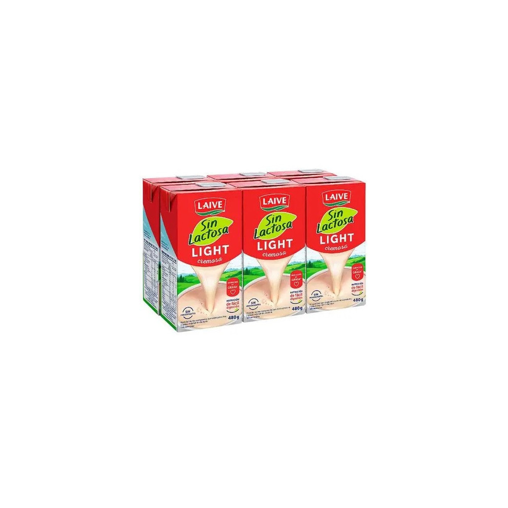 Mezcla Láctea Light sin Lactosa LAIVE Tetrapack 480g Paquete 6unidades