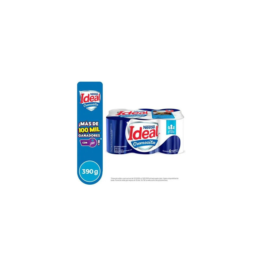 Mezcla Láctea IDEAL Cremosita Lata 390g Paquete 6unidades Mezcla Láctea IDEAL Cremosita Lata 390g Paquete 6unidades