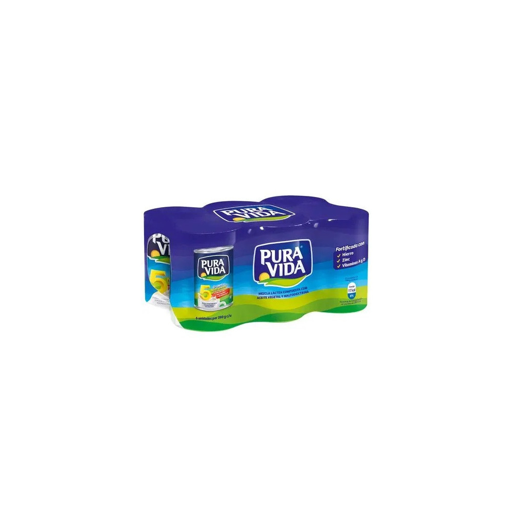 Mezcla Láctea PURA VIDA Lata 390g Paquete 6unidades