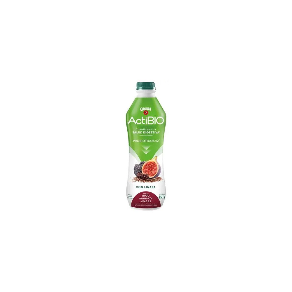 Yogurt GLORIA ActiBio con Linaza Sabor a Higo, Guindón y Pasas Botella 950g Yogurt GLORIA ActiBio con Linaza Sabor a Higo, Guindón y Pasas Botella 950g