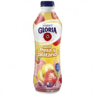 Yogurt GLORIA Parcialmente Descremado Sabor a Fresa y Plátano Botella 1Kg