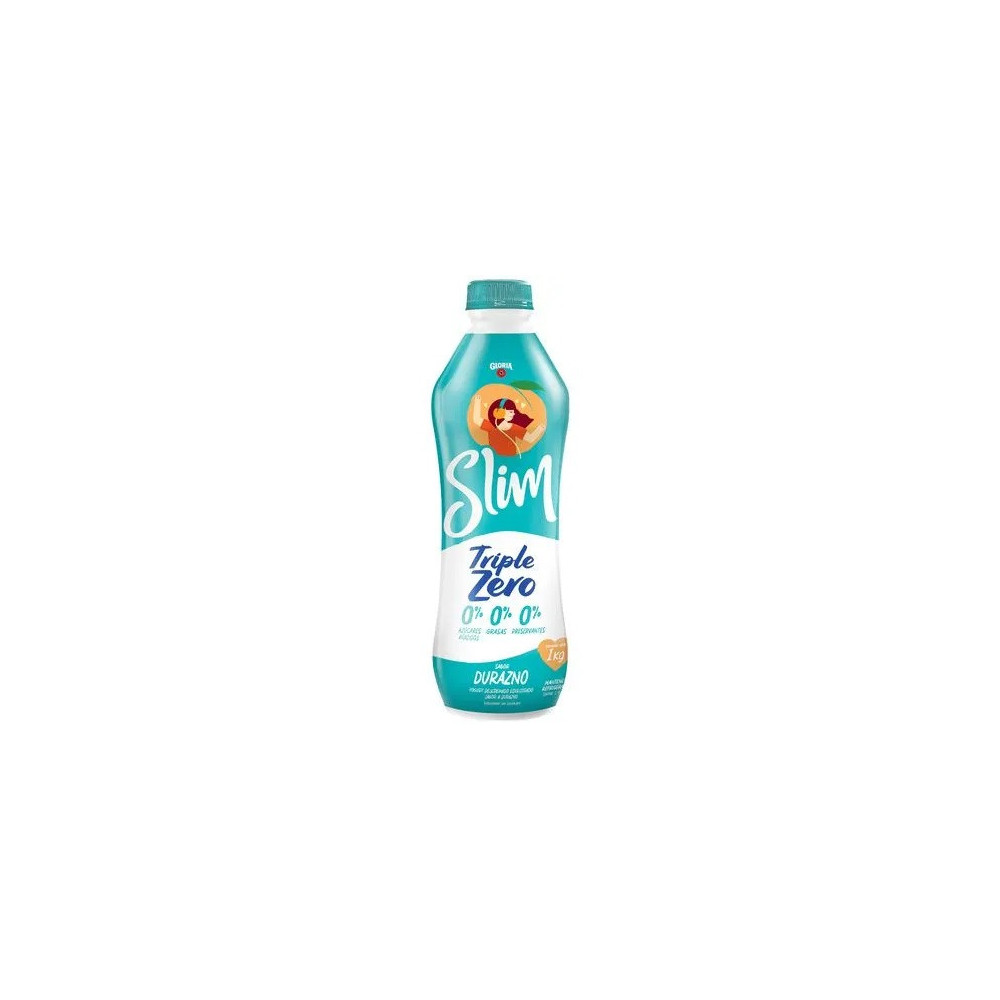 Yogurt Descremado GLORIA Slim Durazno Botella 1Kg