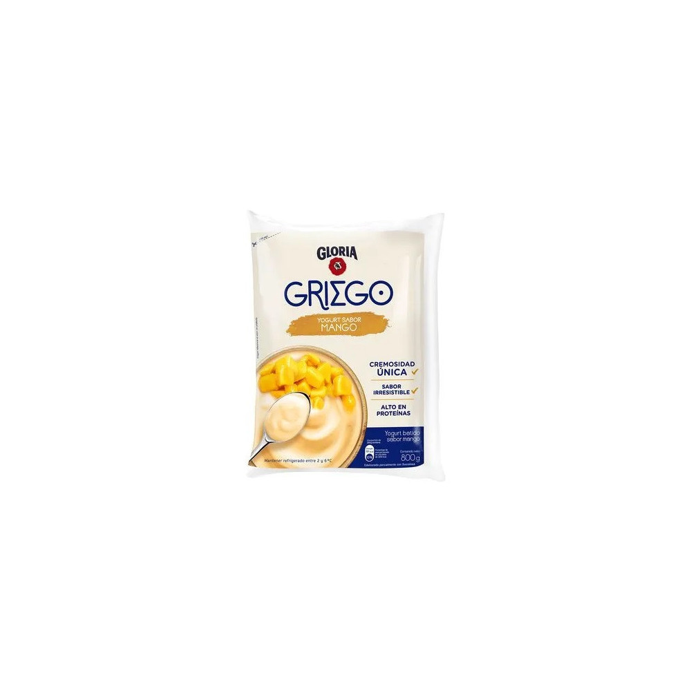 Yogurt Batido GLORIA Griego Sabor Mango Bolsa 800g