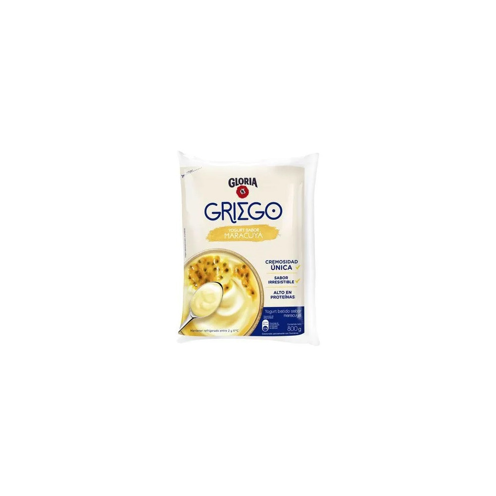 Yogurt Batido GLORIA Griego Sabor Maracuyá Bolsa 800g