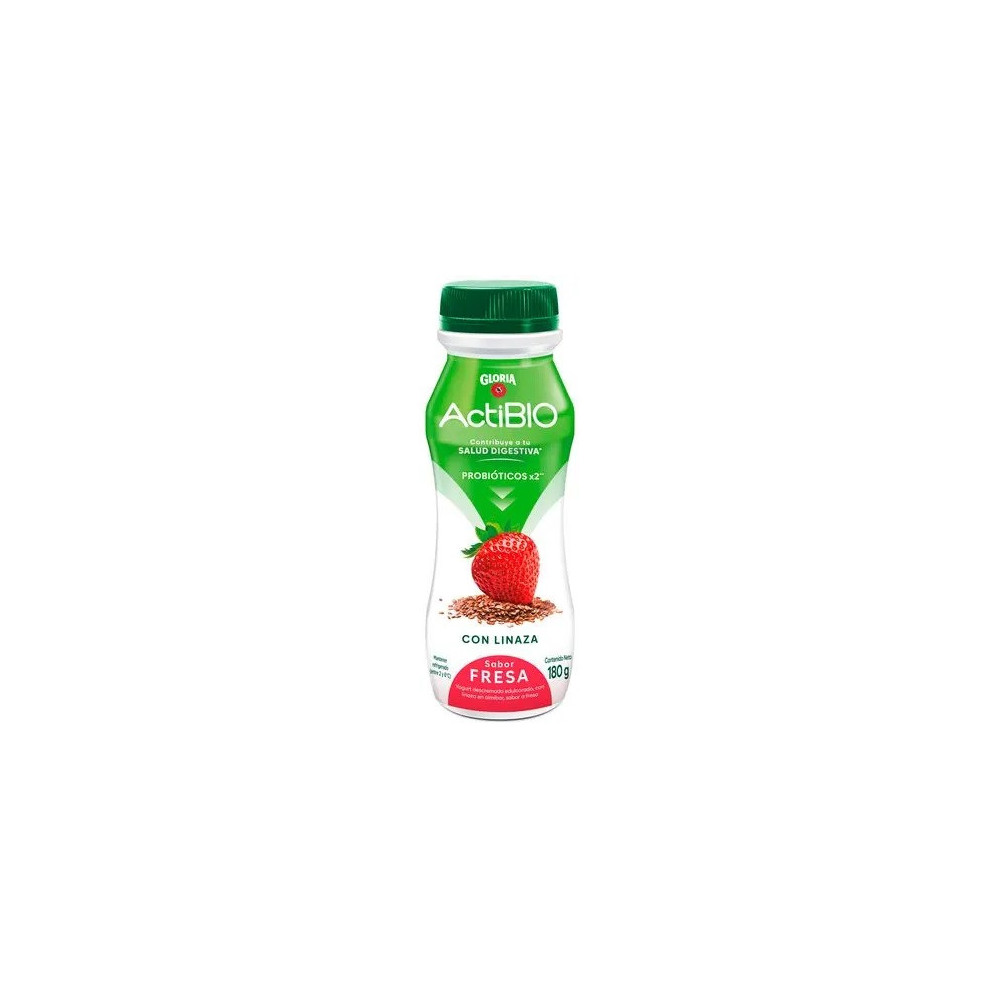 Yogurt GLORIA ActiBio con Linaza Sabor a Fresa Botella 180g Yogurt GLORIA ActiBio con Linaza Sabor a Fresa Botella 180g