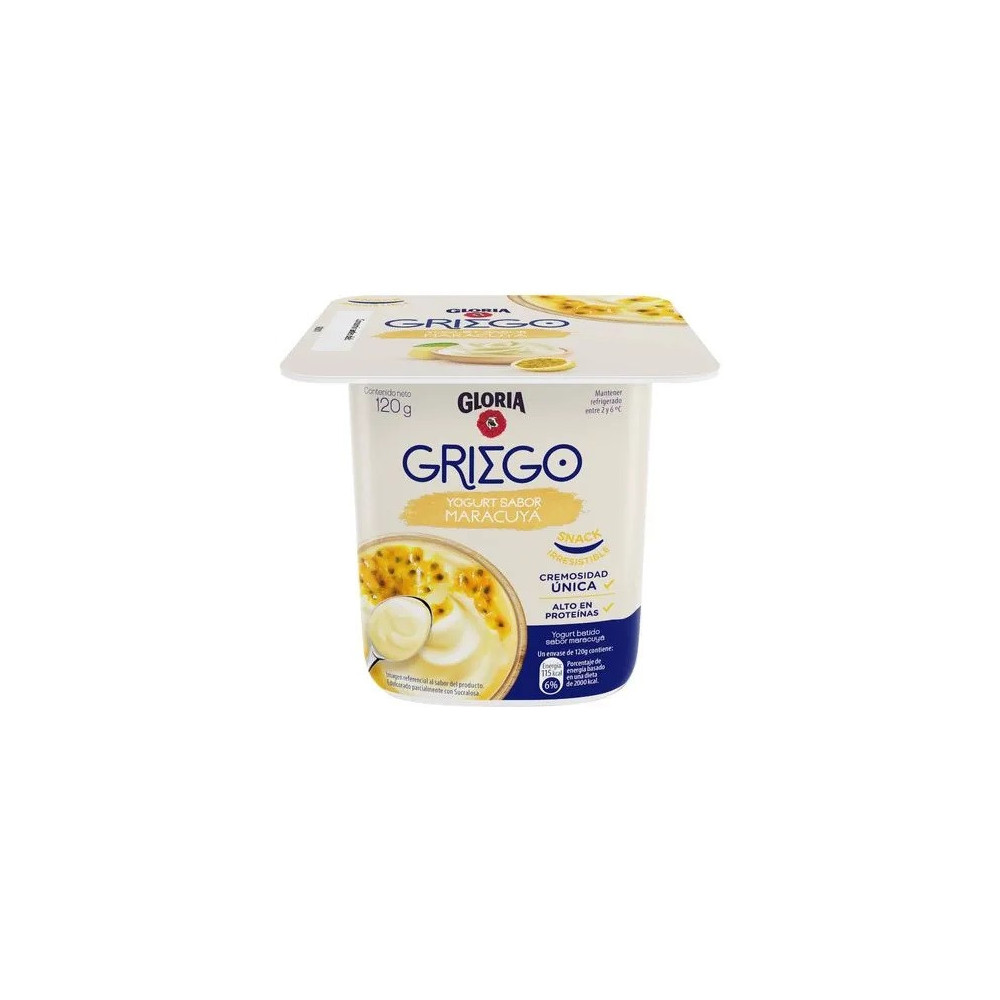 Yogurt Batido GLORIA Griego Sabor Maracuyá Vaso 120g