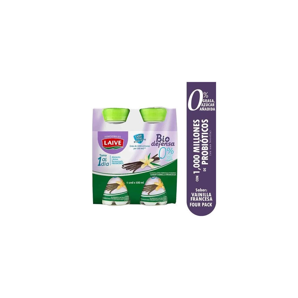 Alimento Lácteo LAIVE Bio Defensa Light Vainilla Francesa Paquete 4un Botella 100ml Alimento Lácteo LAIVE Bio Defensa Light Vainilla Francesa Paquete 4un Botella 100ml