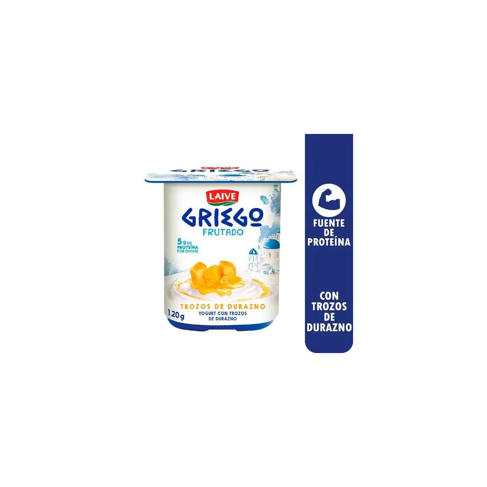 Yogurt Griego LAIVE con Trozos de Durazno Vaso 120g Yogurt Griego LAIVE con Trozos de Durazno Vaso 120g