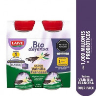Alimento Lácteo LAIVE Biodefensa Sabor a Vainilla Francesa Botella 100ml Paquete 4un